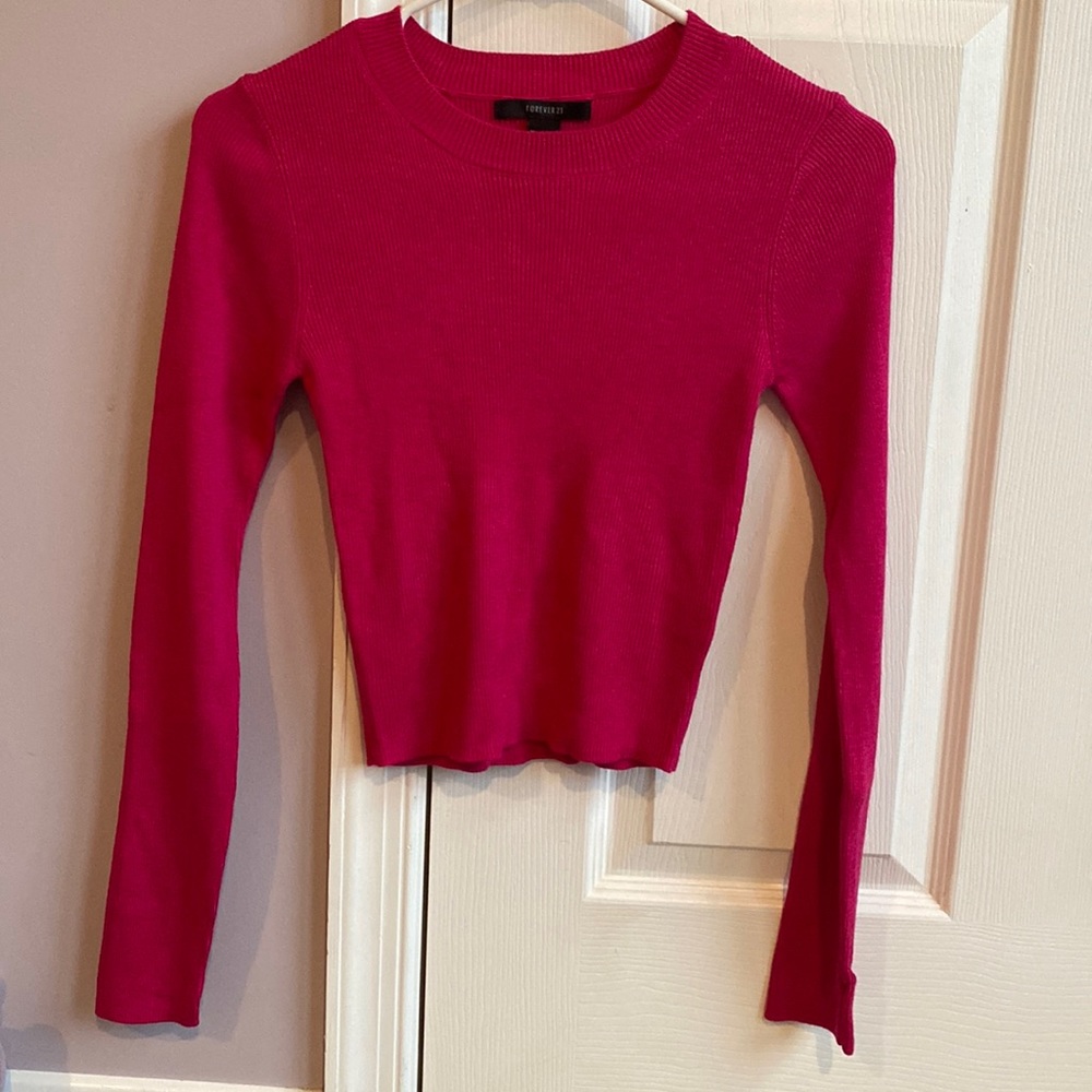 Forever 21 Women’s Small Fuchsia Ribbed Knit Sweater Top